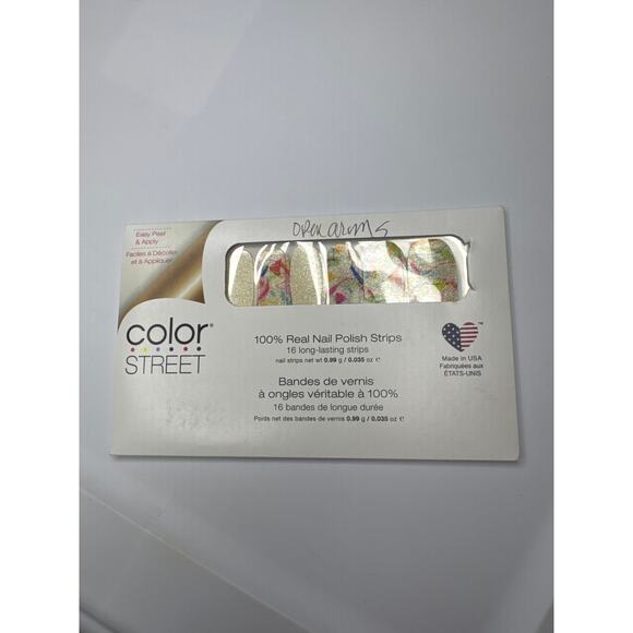 NWT Color Street “Open Arms” Glittery White Shade Abstract Designs Nail Strips - Picture 2 of 4